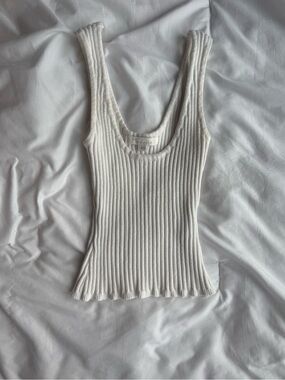 MooLooLa Cream Ribbed Scoop Neck Tank